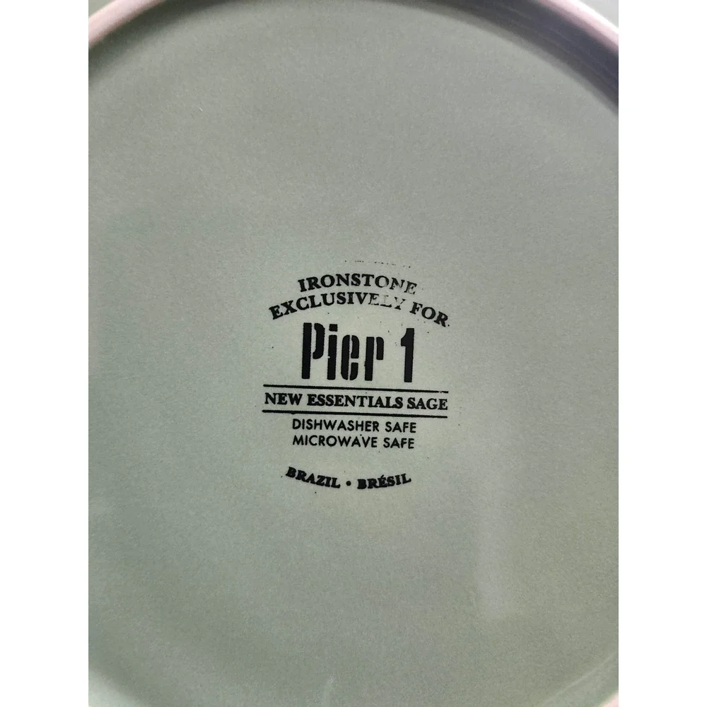 Pier 1 Imports New Essentials Sage Green Salad Dessert Plates Set of 6 Ironstone